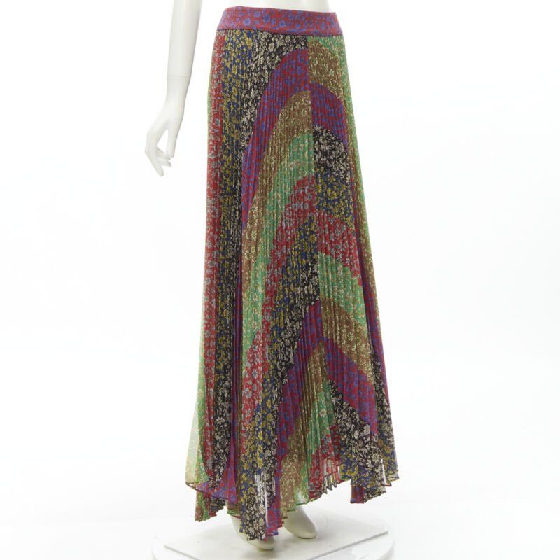 Alice + Olivia new ALICE OLIVIA Jasmine Stripe multi paisley pleated long skirt US6 M Size 28" / US 6 / IT 42 - 3 Thumbnail