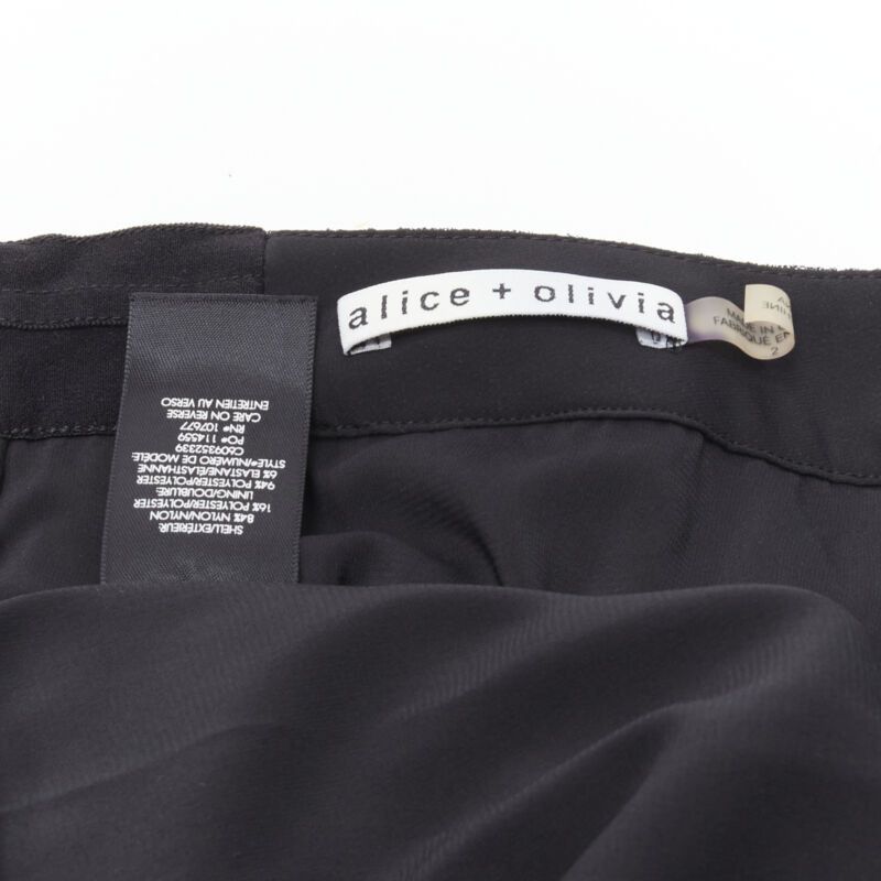 Alice + Olivia ALICE OLIVIA metallic silver thread black pleated asymmetric hem skirt US2 Size 27" / US 4 / IT 40 - 9 Thumbnail