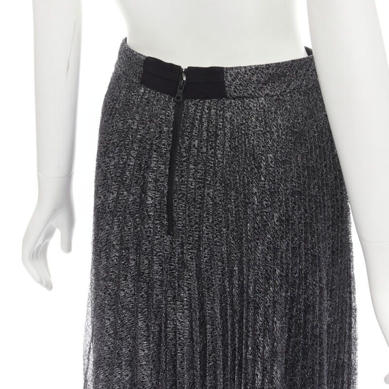 Alice + Olivia ALICE OLIVIA metallic silver thread black pleated asymmetric hem skirt US2 Size 27" / US 4 / IT 40 - 8 Thumbnail