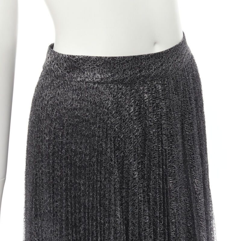Alice + Olivia ALICE OLIVIA metallic silver thread black pleated asymmetric hem skirt US2 Size 27" / US 4 / IT 40 - 7 Thumbnail