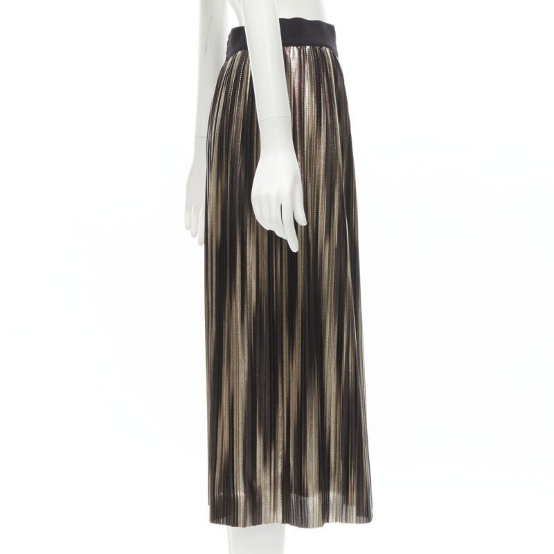 Alice + Olivia ALICE OLIVIA metallic gold pleated plisse midi skirt US8 M Size 30" / US 8 / IT 44 - 4 Thumbnail