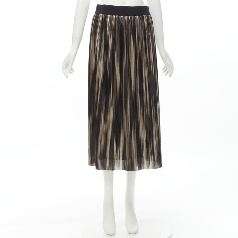 Alice + Olivia ALICE OLIVIA metallic gold pleated plisse midi skirt US8 M Size 30" / US 8 / IT 44 - 9 Thumbnail