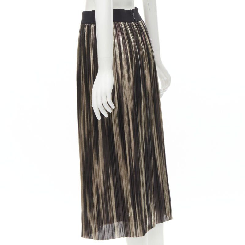 Alice + Olivia ALICE OLIVIA metallic gold pleated plisse midi skirt US8 M Size 30" / US 8 / IT 44 - 6 Thumbnail