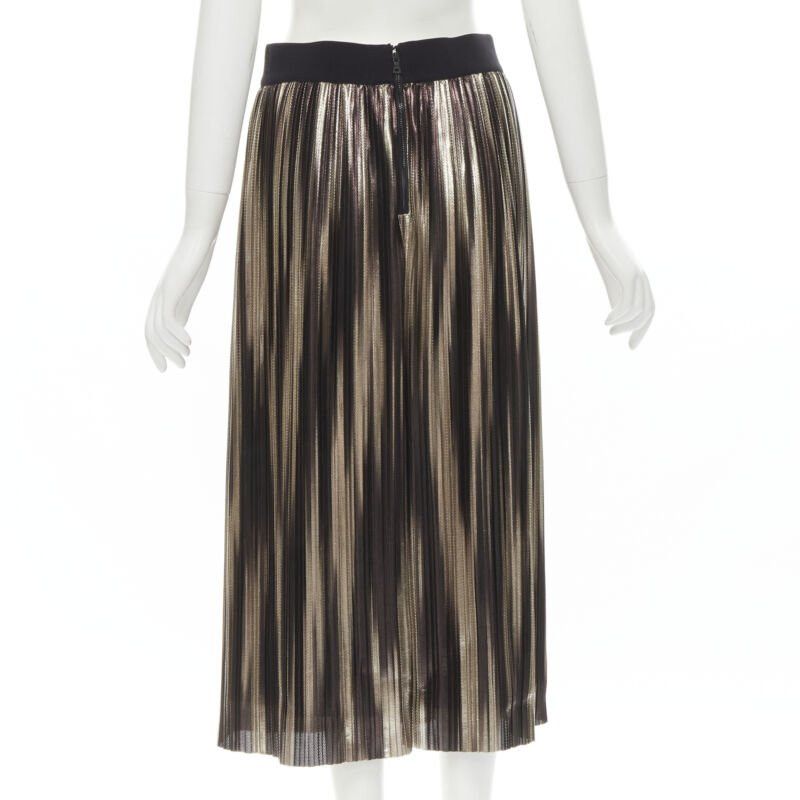 Alice + Olivia ALICE OLIVIA metallic gold pleated plisse midi skirt US8 M Size 30" / US 8 / IT 44 - 5 Thumbnail