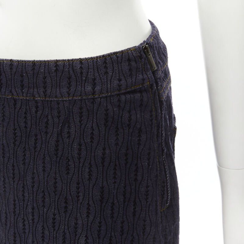 Fendi FENDI black graphic flocked velvet indigo denim midi skirt IT42 M Size 28" / US 6 / IT 42 - 7 Thumbnail