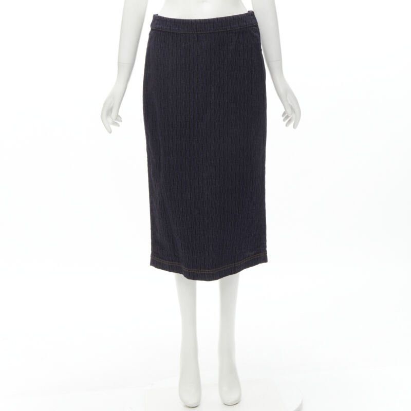 Fendi FENDI black graphic flocked velvet indigo denim midi skirt IT42 M Size 28" / US 6 / IT 42 - 9 Thumbnail