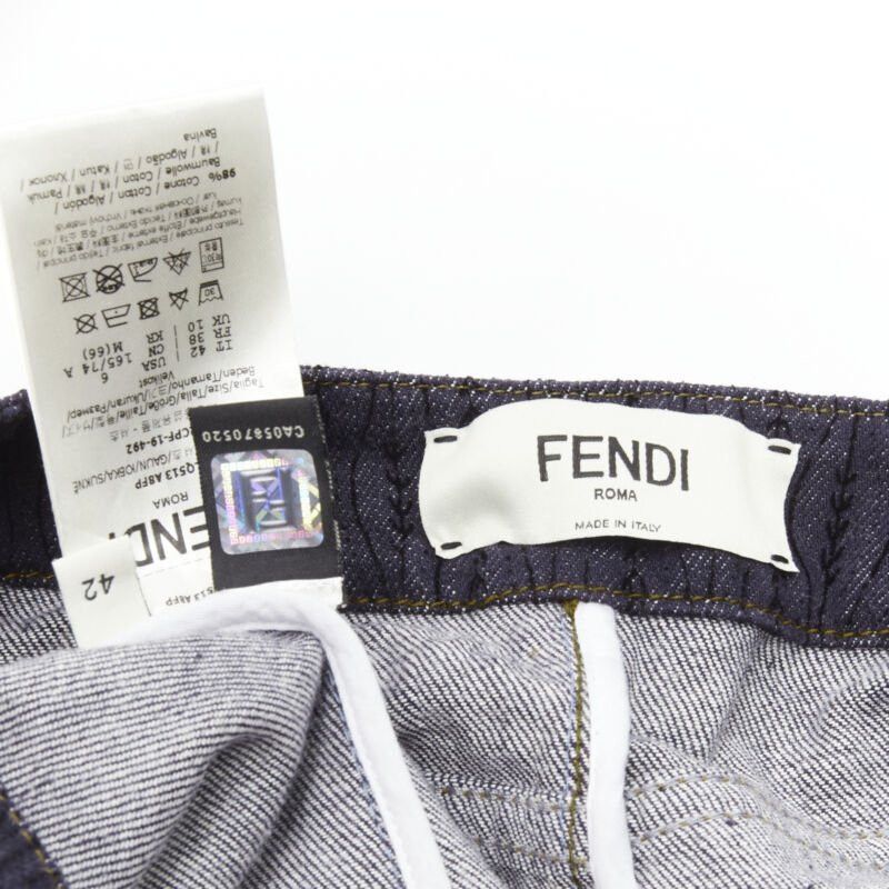 Fendi FENDI black graphic flocked velvet indigo denim midi skirt IT42 M Size 28" / US 6 / IT 42 - 8 Thumbnail