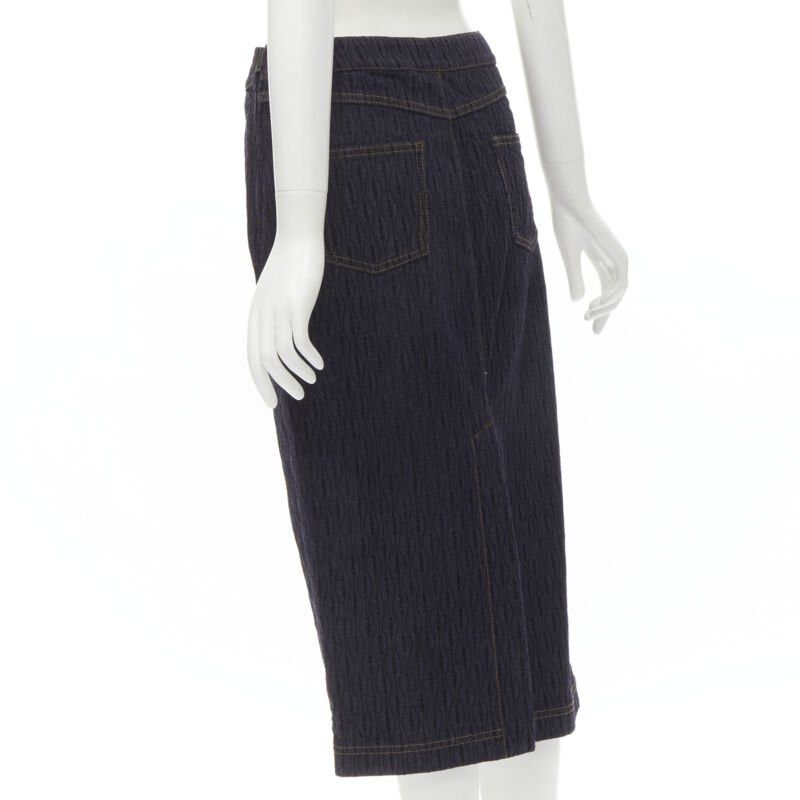 Fendi FENDI black graphic flocked velvet indigo denim midi skirt IT42 M Size 28" / US 6 / IT 42 - 6 Thumbnail