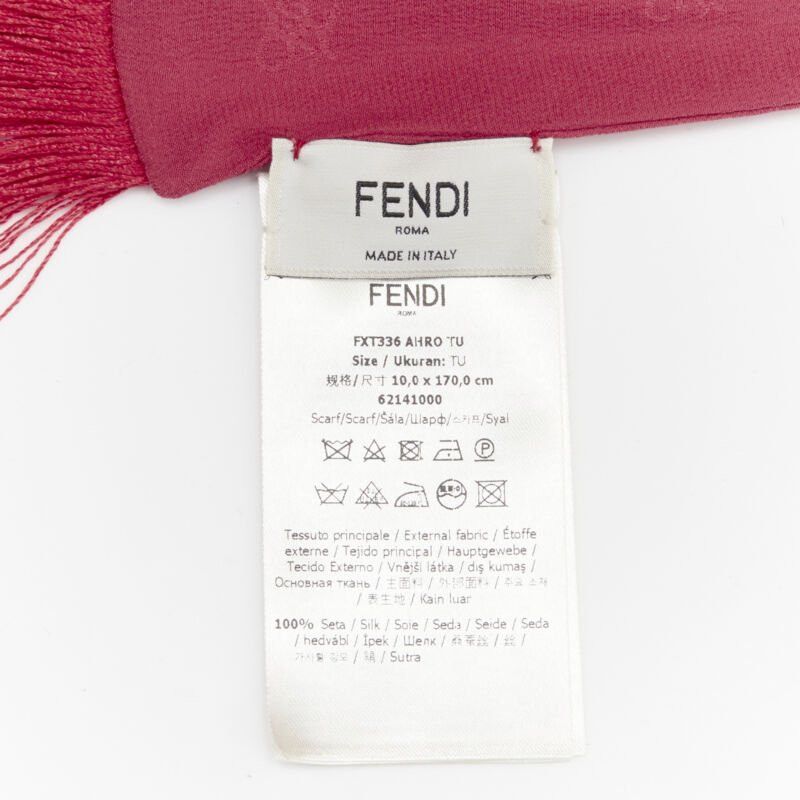 Fendi FENDI 100% silk FF monogram jacquard fringe extra long scarf Size ONE SIZE - 8 Thumbnail