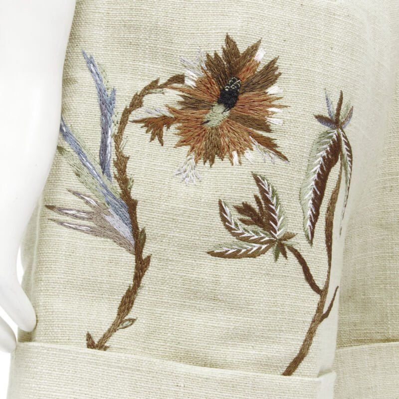 Dior CHRISTIAN DIOR beige cotton linen Dandelion floral embroidery cuffed shorts FR38 Size 28" / US 6 / IT 42 - 8 Thumbnail