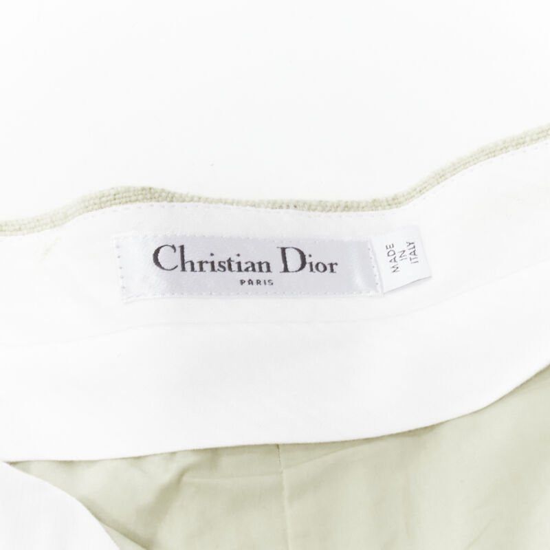 Dior CHRISTIAN DIOR beige cotton linen Dandelion floral embroidery cuffed shorts FR38 Size 28" / US 6 / IT 42 - 9 Thumbnail