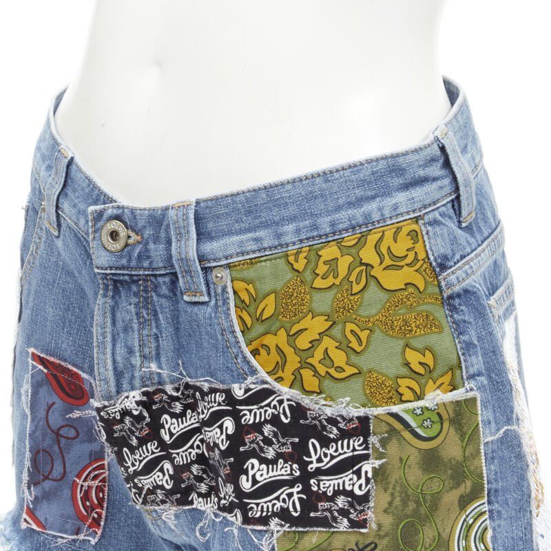 Loewe LOEWE PAULA'S IBIZA blue denim sequnis patchwork cut off shorts FR36 S Size 27" / US 4 / IT 40 - 7 Thumbnail