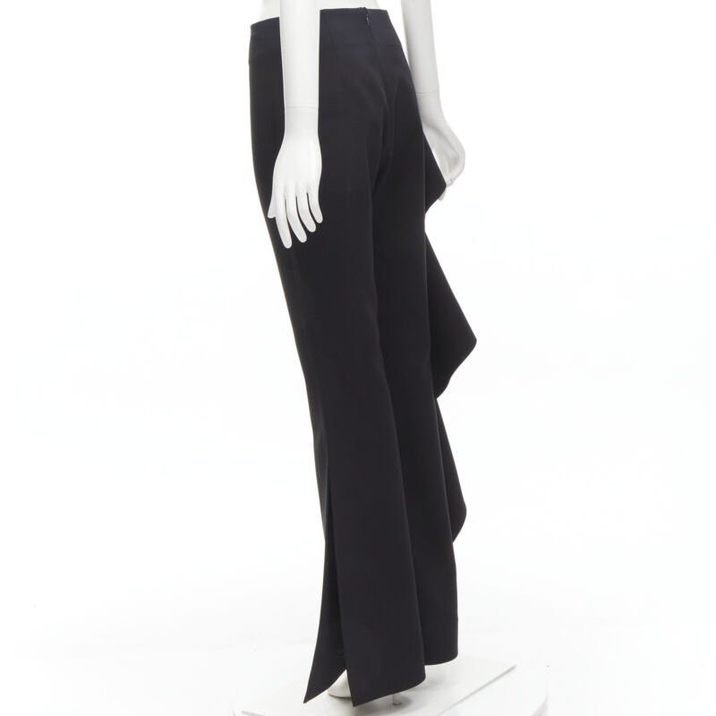 Solace London SOLACE black cascade ruffle draped flared trousers pants UK10 US6 M Size 28" / US 6 / IT 42 - 5 Thumbnail