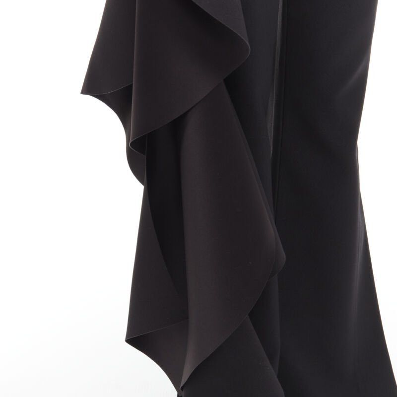 Solace London SOLACE black cascade ruffle draped flared trousers pants UK10 US6 M Size 28" / US 6 / IT 42 - 7 Thumbnail