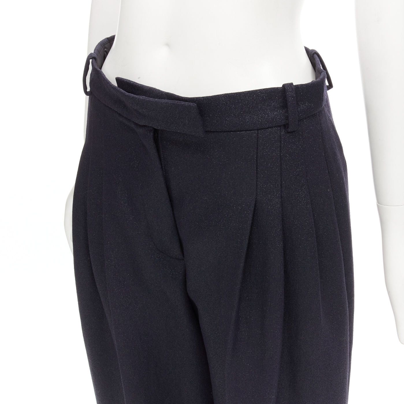 Chanel new CHANEL metallic black pleated front chain trimmed wide leg pants FR40 M Size 30" / US 8 / IT 44 - 7 Thumbnail