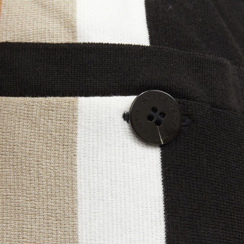Japanese Brand AKIRA NAKA black multi stripe wide leg relaxed knitted pants US2 S Size 27" / US 4 / IT 40 - 9 Thumbnail