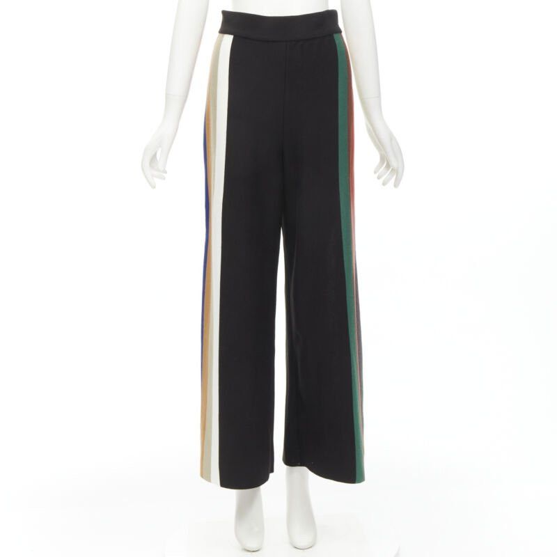 Japanese Brand AKIRA NAKA black multi stripe wide leg relaxed knitted pants US2 S Size 27" / US 4 / IT 40 - 11 Thumbnail