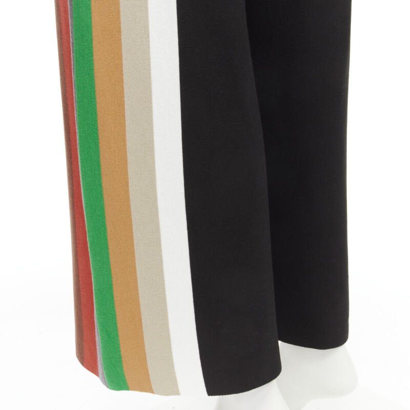 Japanese Brand AKIRA NAKA black multi stripe wide leg relaxed knitted pants US2 S Size 27" / US 4 / IT 40 - 7 Thumbnail