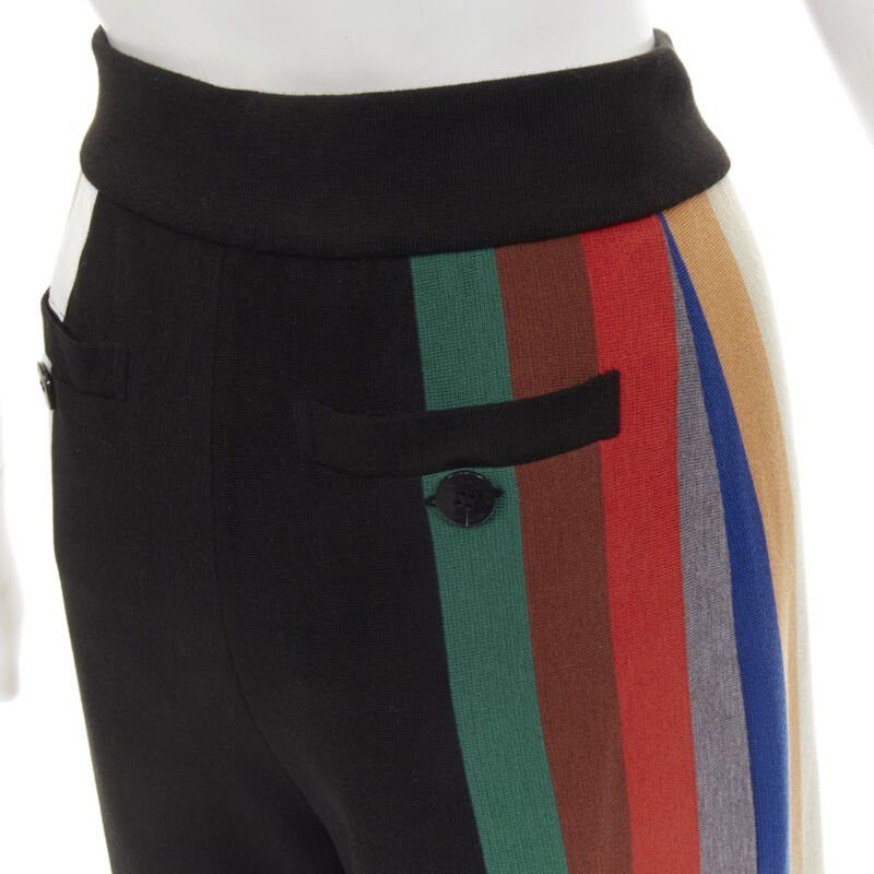 Japanese Brand AKIRA NAKA black multi stripe wide leg relaxed knitted pants US2 S Size 27" / US 4 / IT 40 - 8 Thumbnail