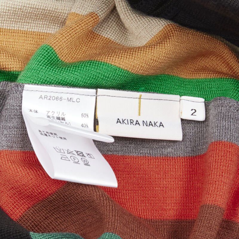 Japanese Brand AKIRA NAKA black multi stripe wide leg relaxed knitted pants US2 S Size 27" / US 4 / IT 40 - 10 Thumbnail