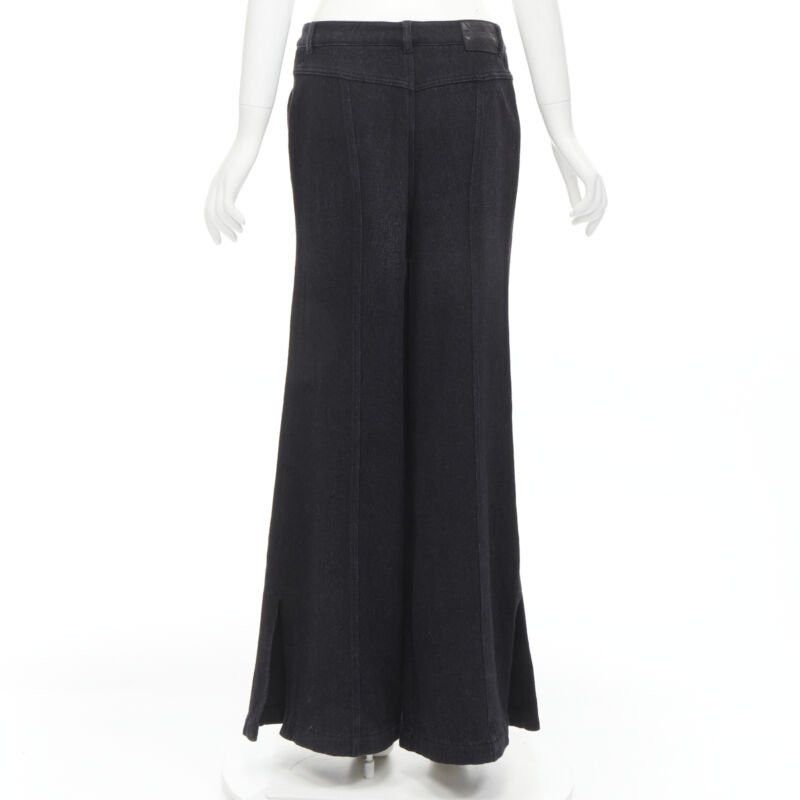 Chanel CHANEL Runway cotton black CC chain buckle belt wide leg bell bottom pants FR38 M Size 28" / US 6 / IT 42 - 5 Thumbnail