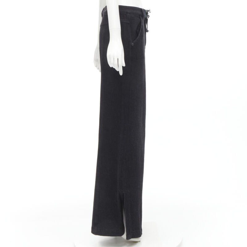 Chanel CHANEL Runway cotton black CC chain buckle belt wide leg bell bottom pants FR38 M Size 28" / US 6 / IT 42 - 4 Thumbnail