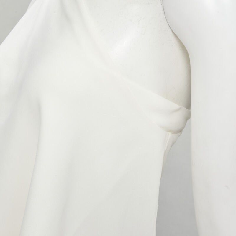 Roland Mouret ROLAND MOURET white viscose crepe draped one shoulder cascade top UK10 M Size M / US 6-8 / IT 42-44 - 8 Thumbnail
