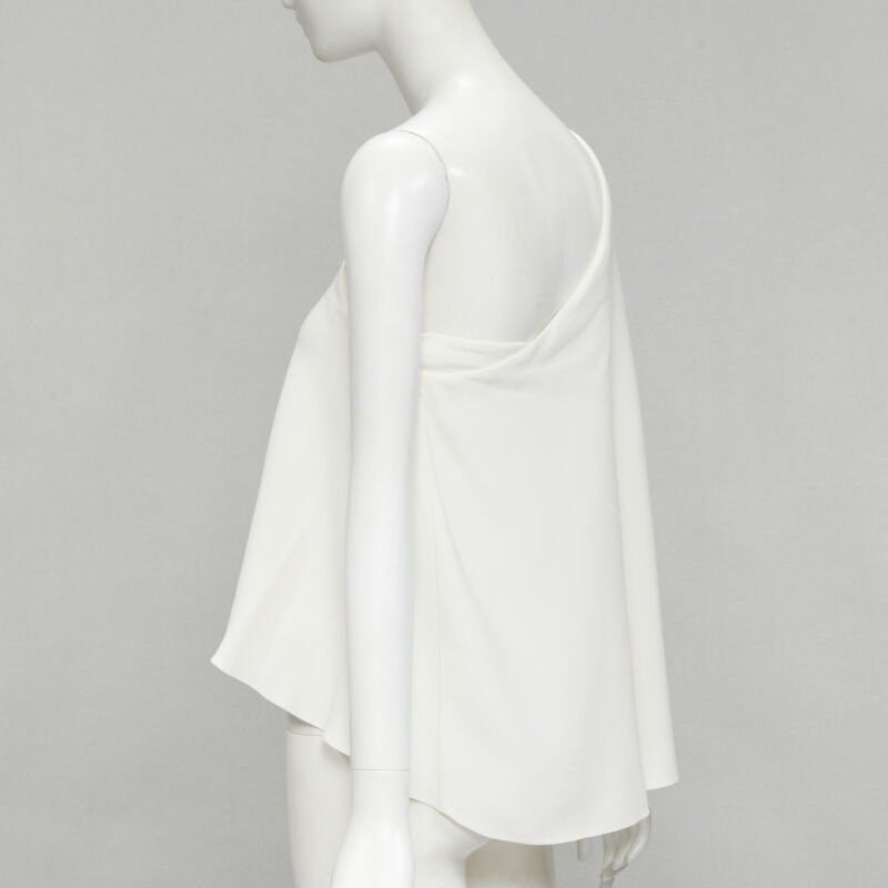 Roland Mouret ROLAND MOURET white viscose crepe draped one shoulder cascade top UK10 M Size M / US 6-8 / IT 42-44 - 6 Thumbnail