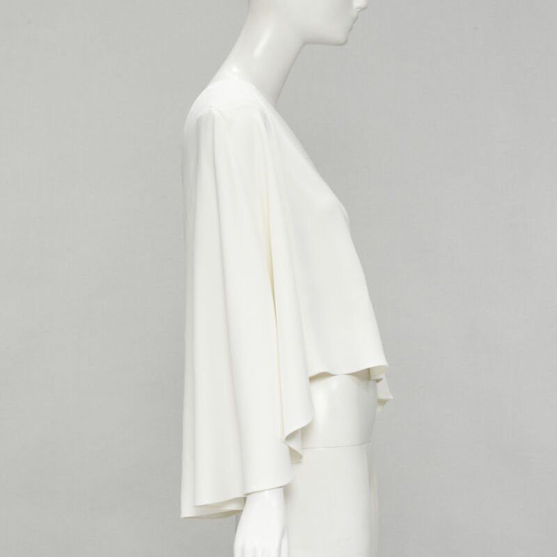 Roland Mouret ROLAND MOURET white viscose crepe draped one shoulder cascade top UK10 M Size M / US 6-8 / IT 42-44 - 4 Thumbnail