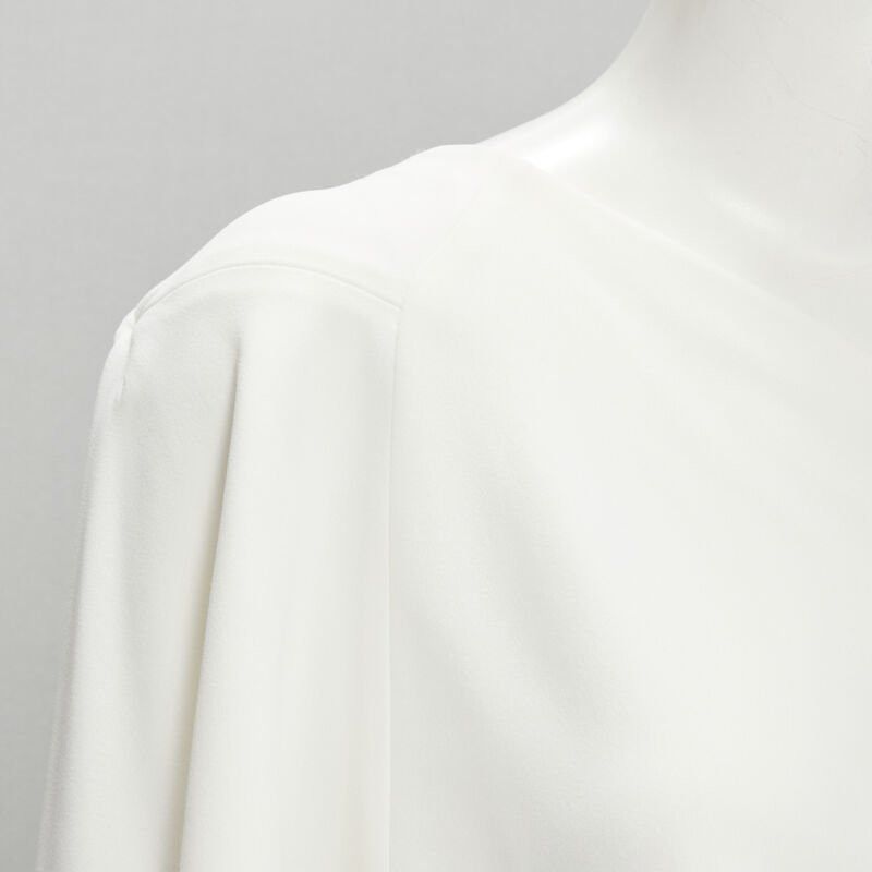 Roland Mouret ROLAND MOURET white viscose crepe draped one shoulder cascade top UK10 M Size M / US 6-8 / IT 42-44 - 2 Thumbnail
