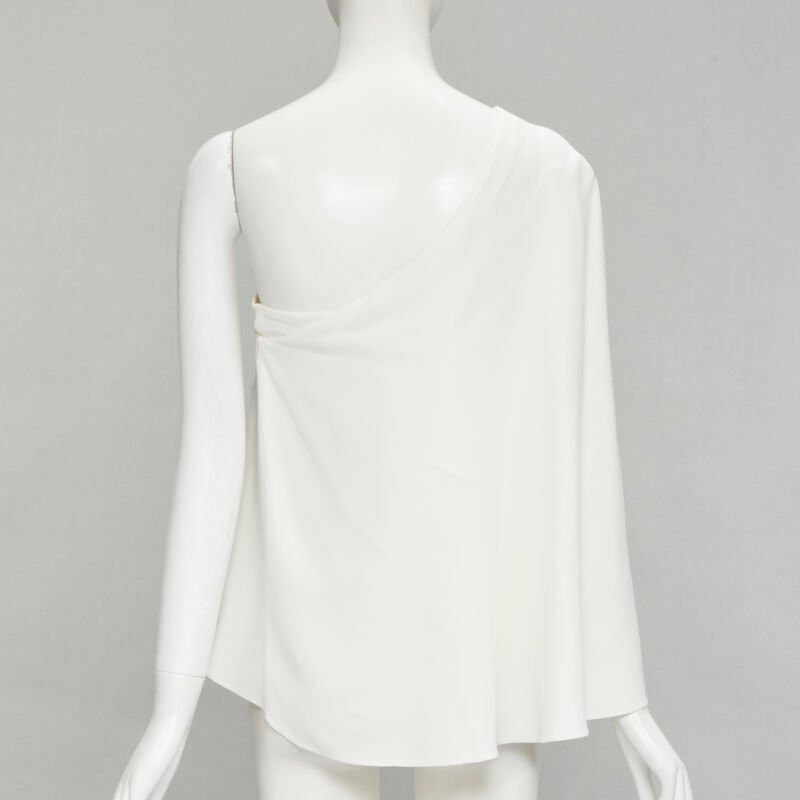 Roland Mouret ROLAND MOURET white viscose crepe draped one shoulder cascade top UK10 M Size M / US 6-8 / IT 42-44 - 5 Thumbnail