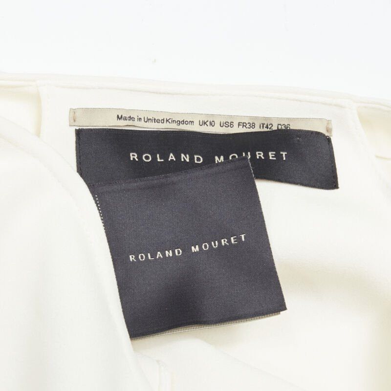 Roland Mouret ROLAND MOURET white viscose crepe draped one shoulder cascade top UK10 M Size M / US 6-8 / IT 42-44 - 9 Thumbnail