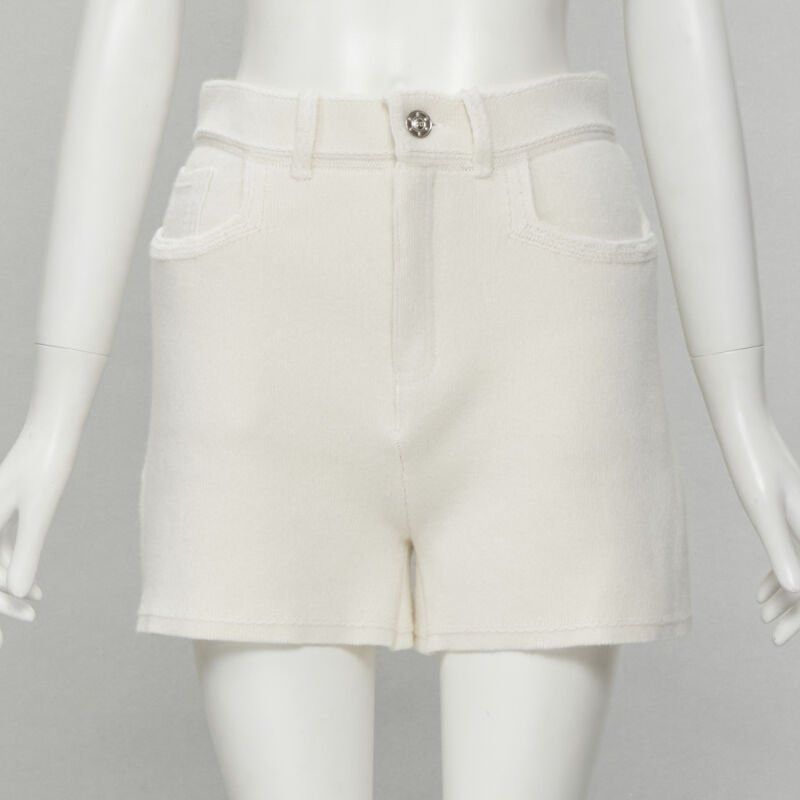 Barrie new BARRIE Denim Suit cashmere cotton knit ivory shorts M Size 28" / US 6 / IT 42 - 3 Thumbnail