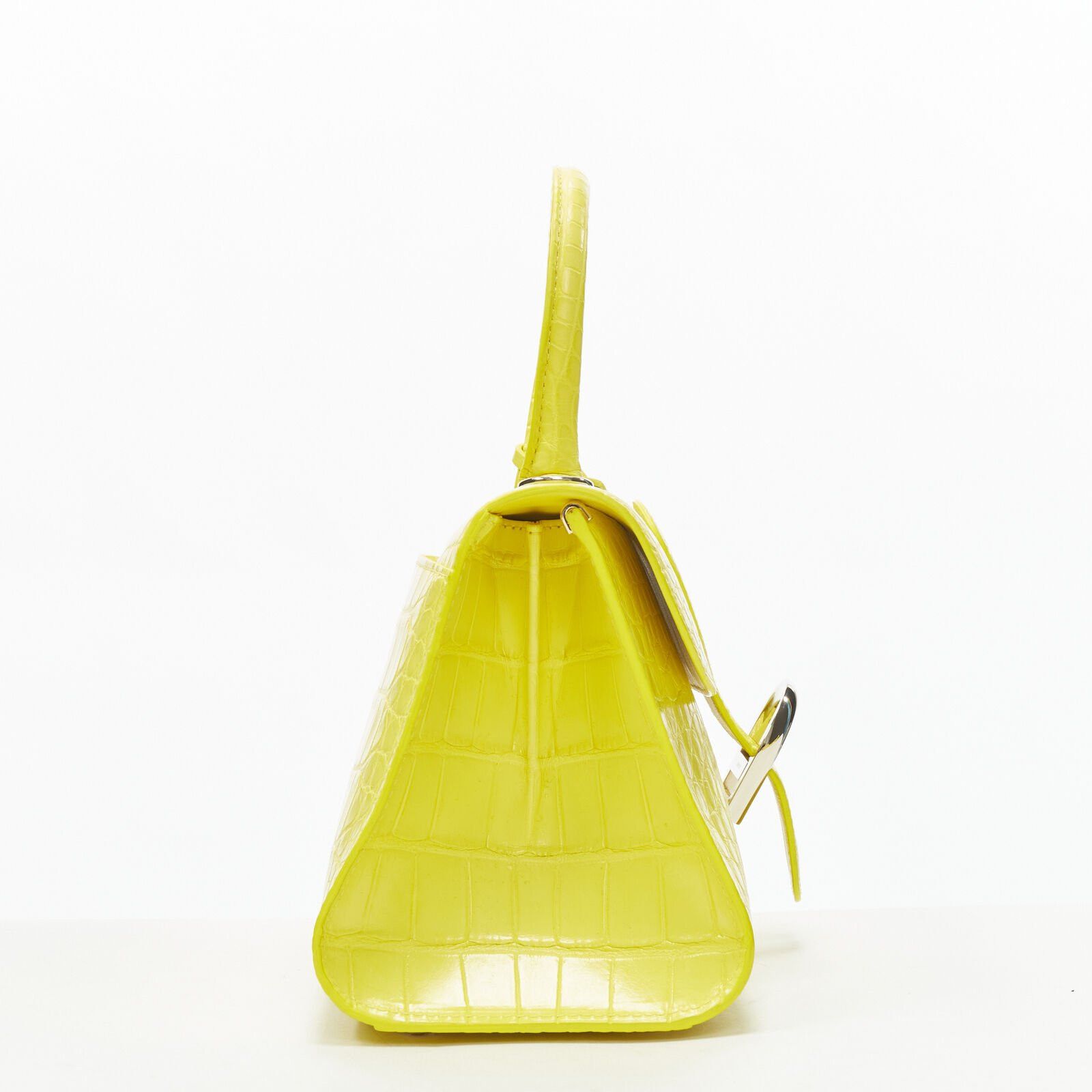 Delvaux rare DELVAUX Brilliant E/W PM Sunshine Citron yellow croc crossbody satchel bag Size ONE SIZE - 4 Thumbnail