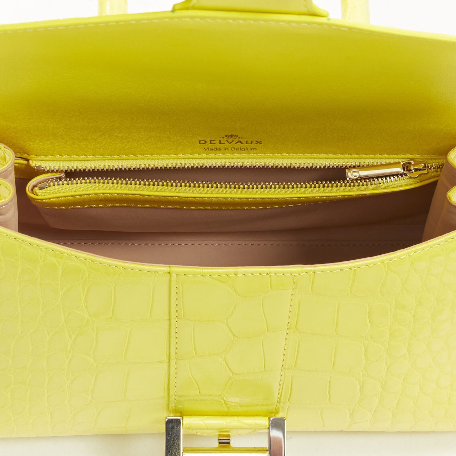 Delvaux rare DELVAUX Brilliant E/W PM Sunshine Citron yellow croc crossbody satchel bag Size ONE SIZE - 10 Thumbnail