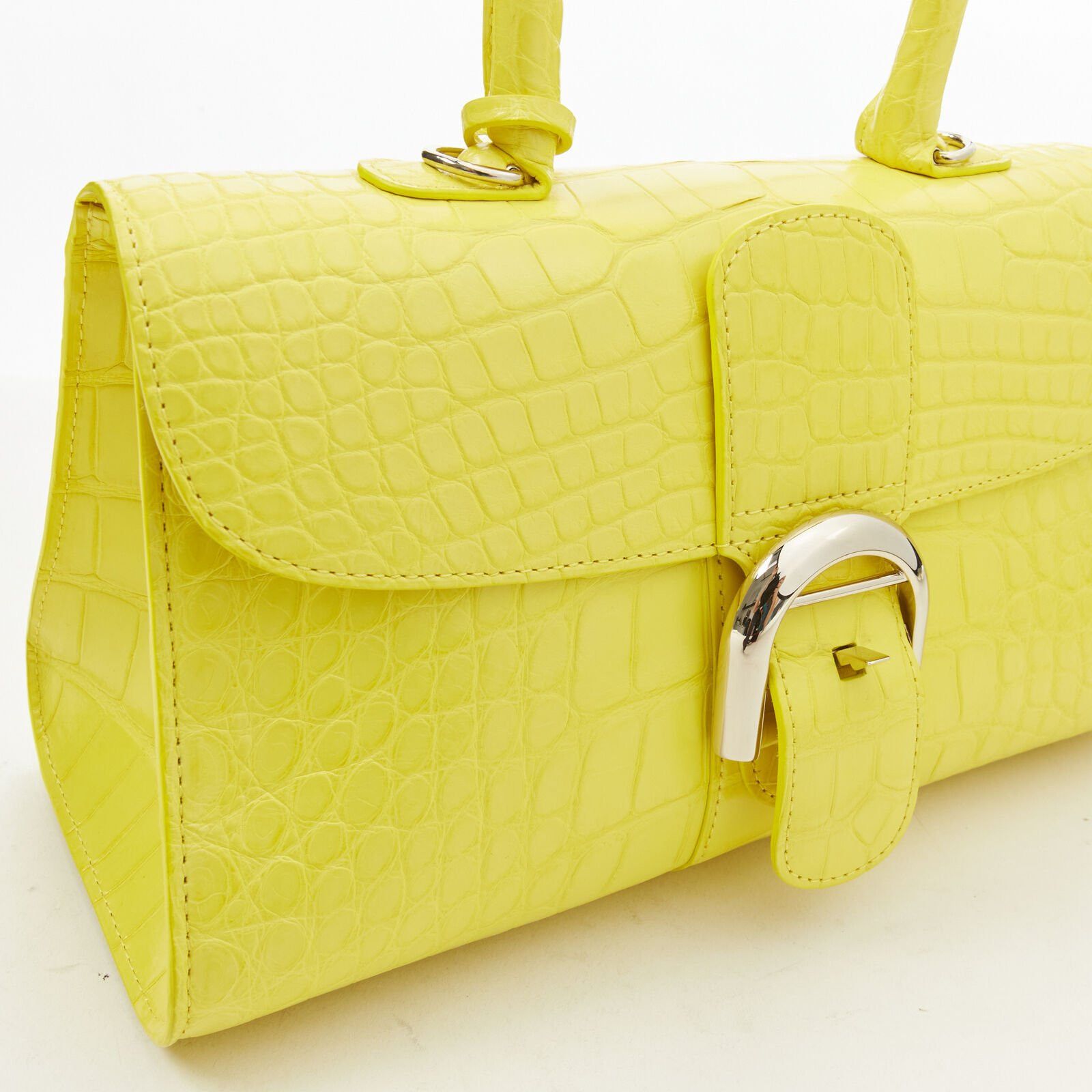 Delvaux rare DELVAUX Brilliant E/W PM Sunshine Citron yellow croc crossbody satchel bag Size ONE SIZE - 7 Thumbnail