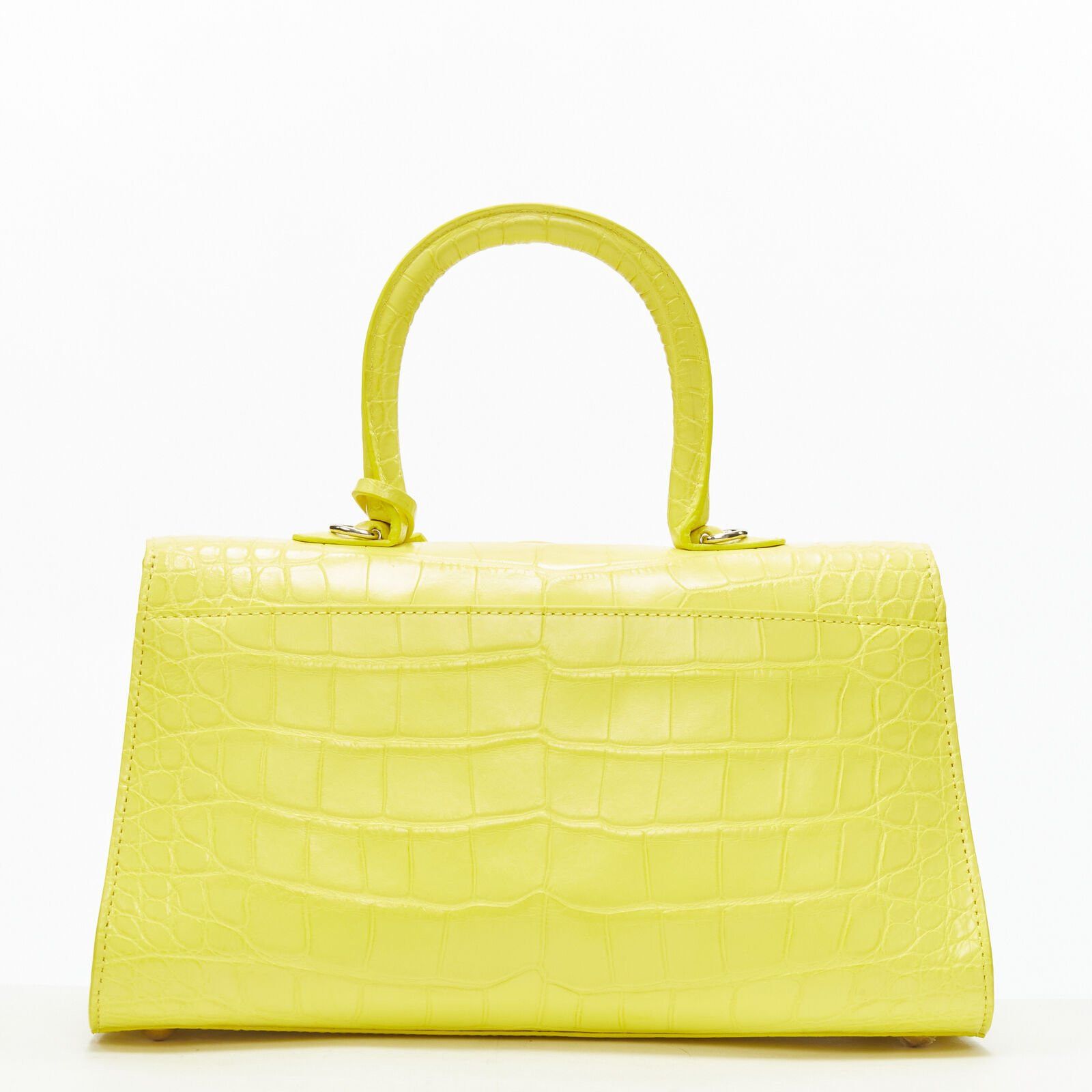 Delvaux rare DELVAUX Brilliant E/W PM Sunshine Citron yellow croc crossbody satchel bag Size ONE SIZE - 5 Thumbnail
