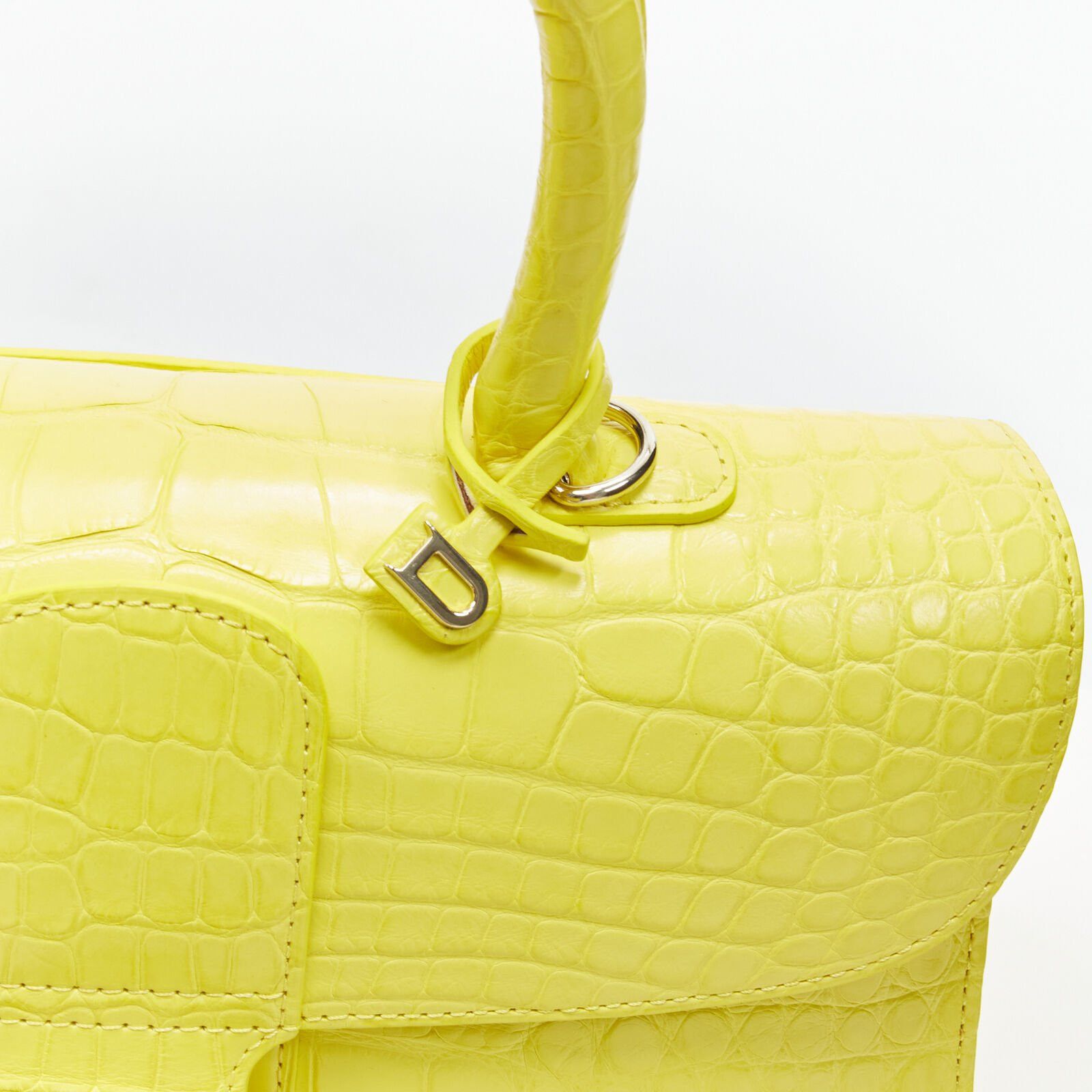 Delvaux rare DELVAUX Brilliant E/W PM Sunshine Citron yellow croc crossbody satchel bag Size ONE SIZE - 9 Thumbnail