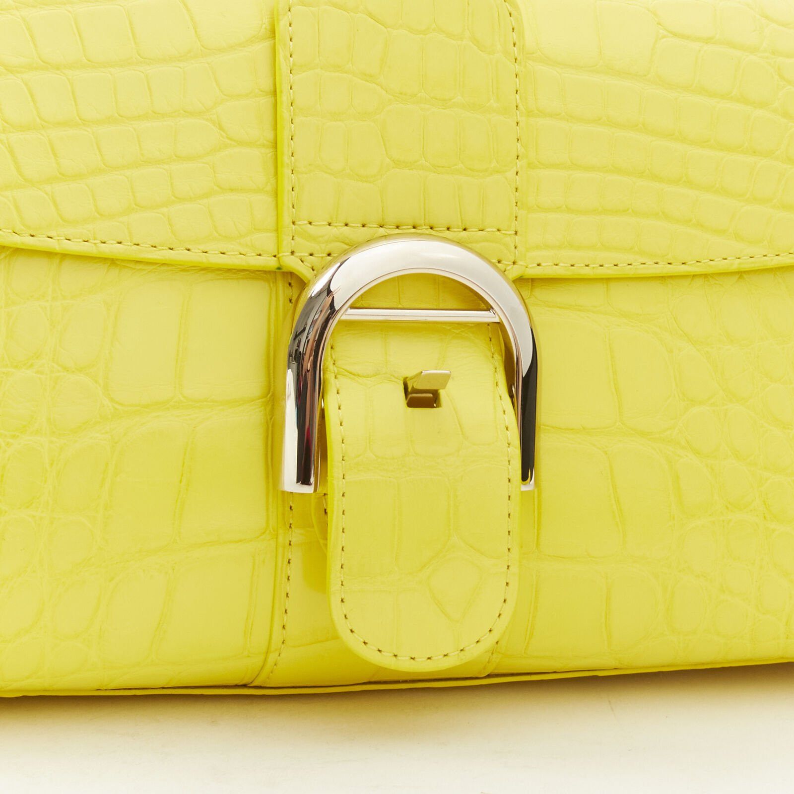 Delvaux rare DELVAUX Brilliant E/W PM Sunshine Citron yellow croc crossbody satchel bag Size ONE SIZE - 8 Thumbnail