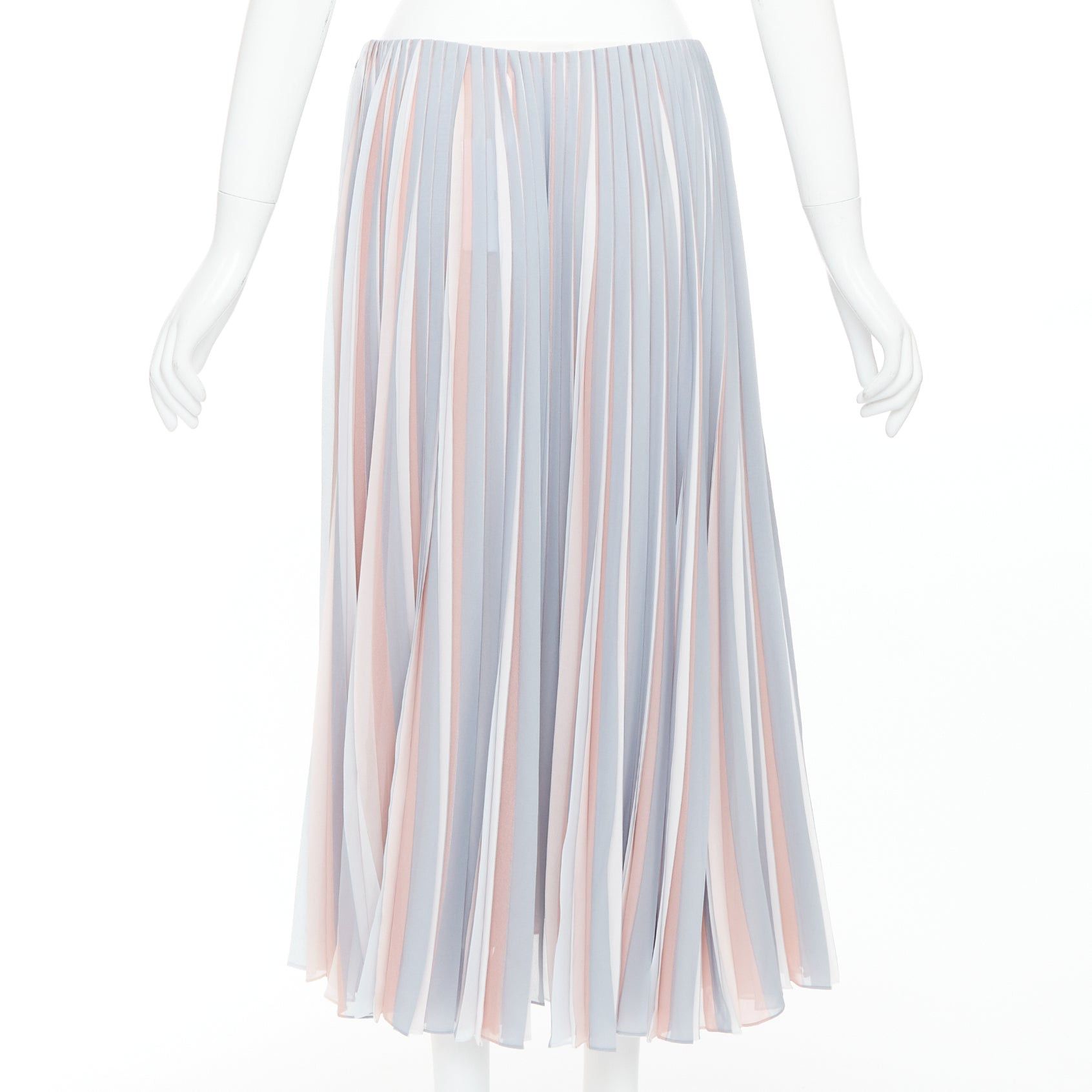 DIOR Fantaisie pink grey tricolor pleated midi skirt FR42 XL