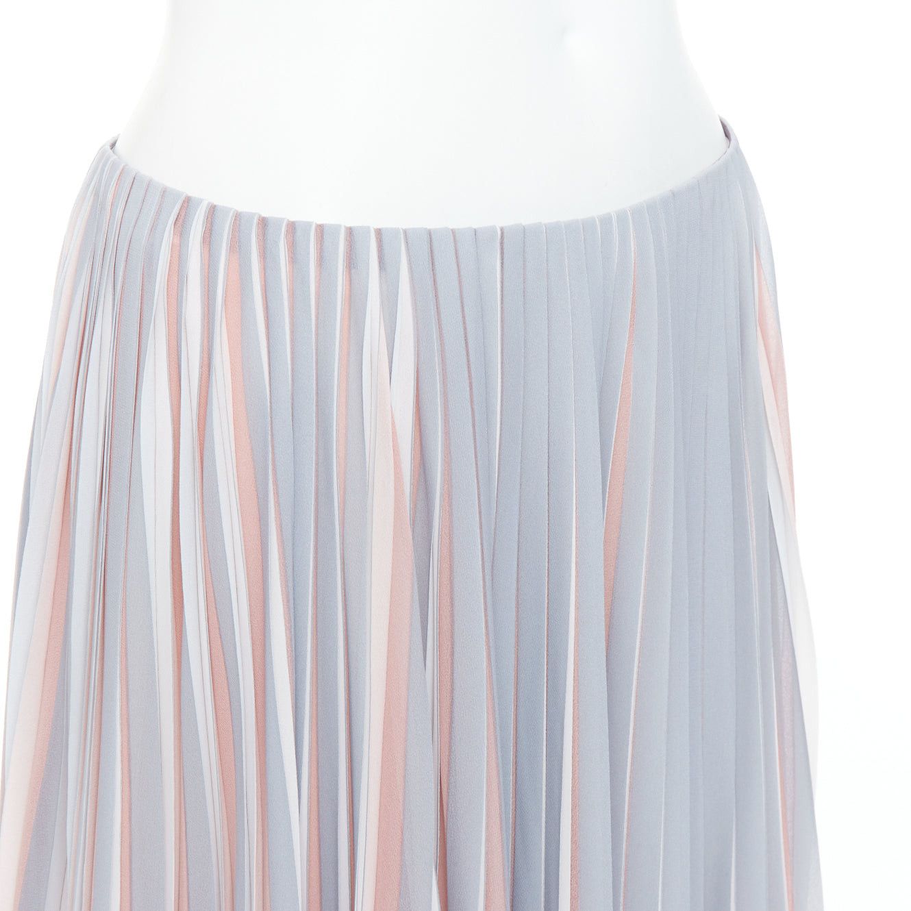 DIOR Fantaisie pink grey tricolor pleated midi skirt FR42 XL