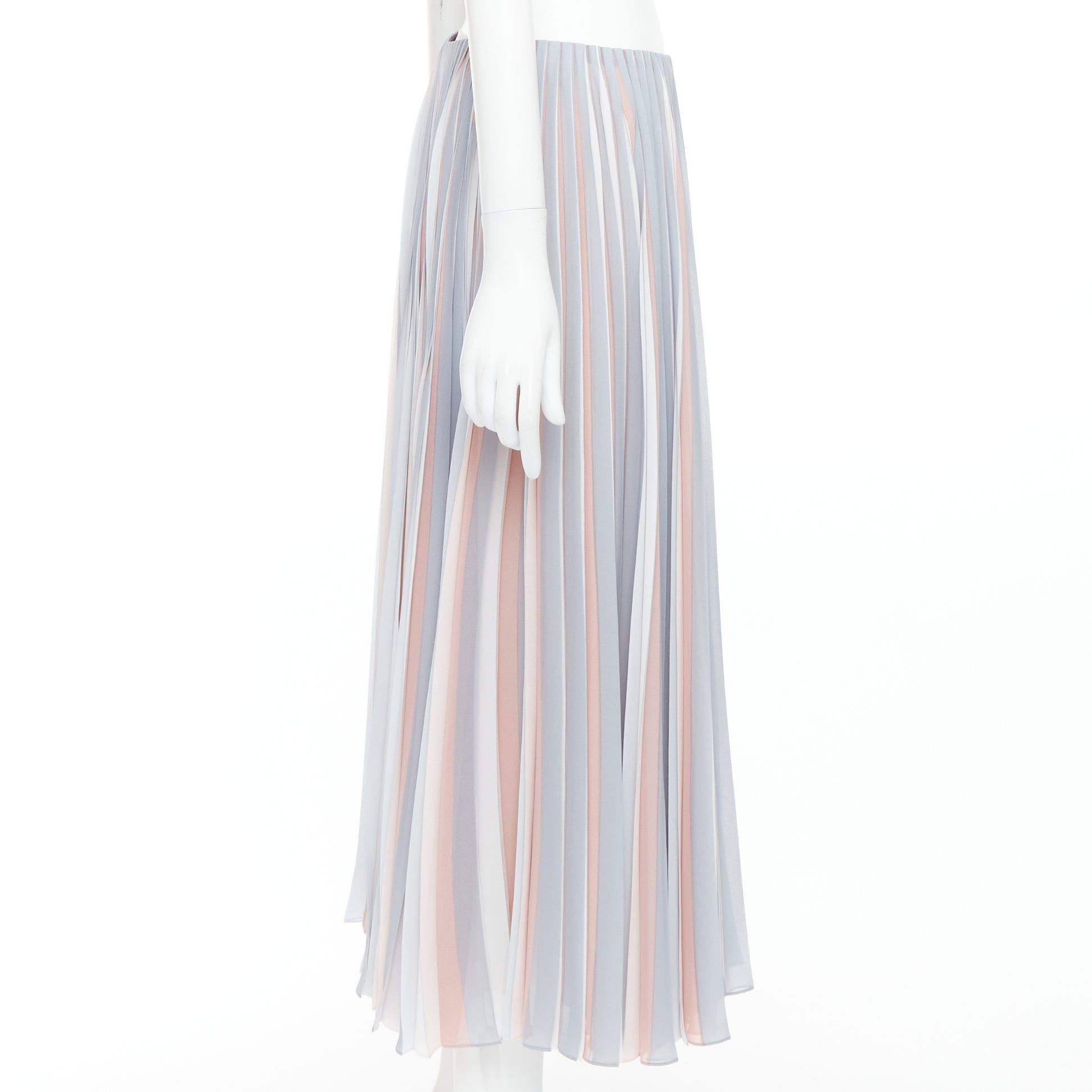 DIOR Fantaisie pink grey tricolor pleated midi skirt FR42 XL