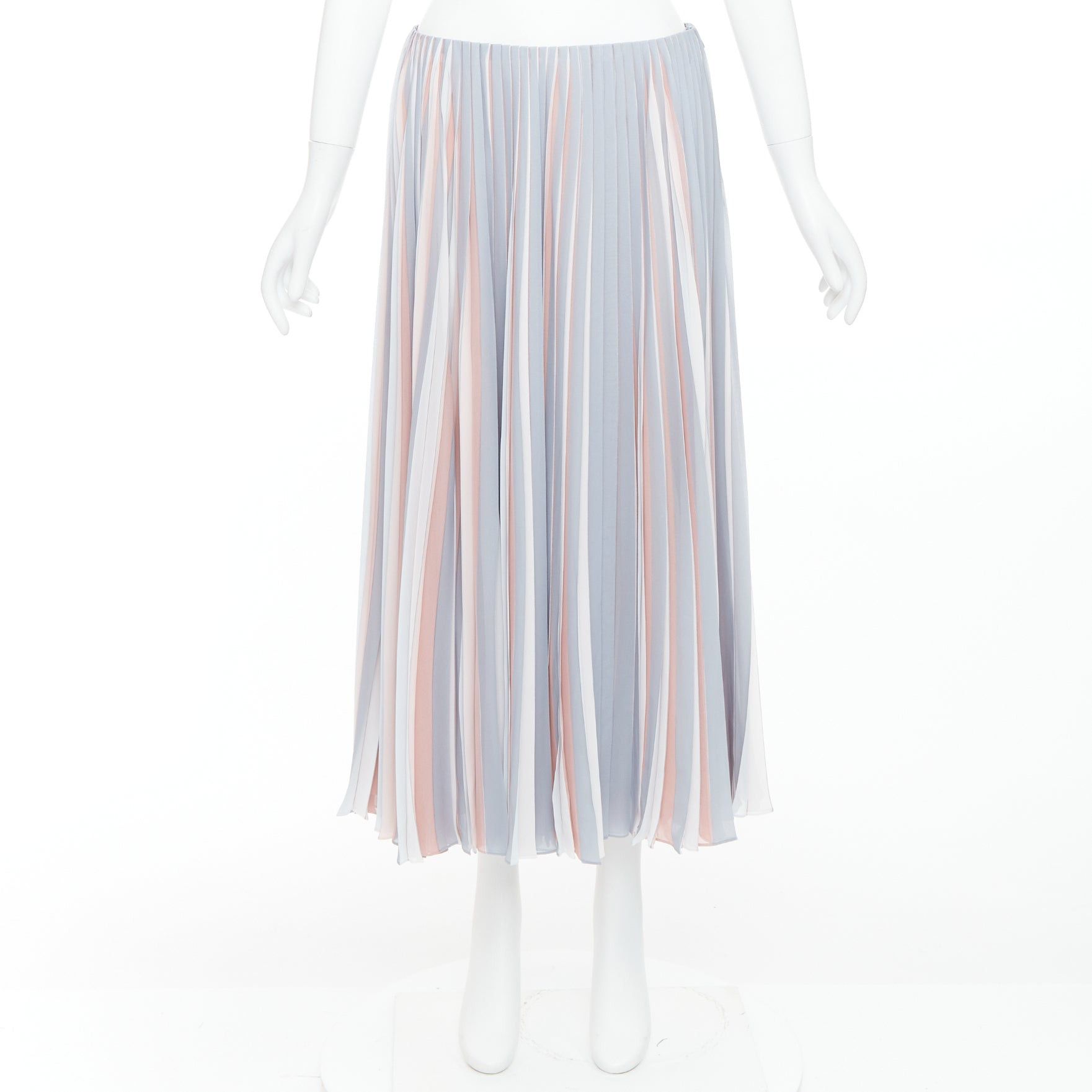 DIOR Fantaisie pink grey tricolor pleated midi skirt FR42 XL