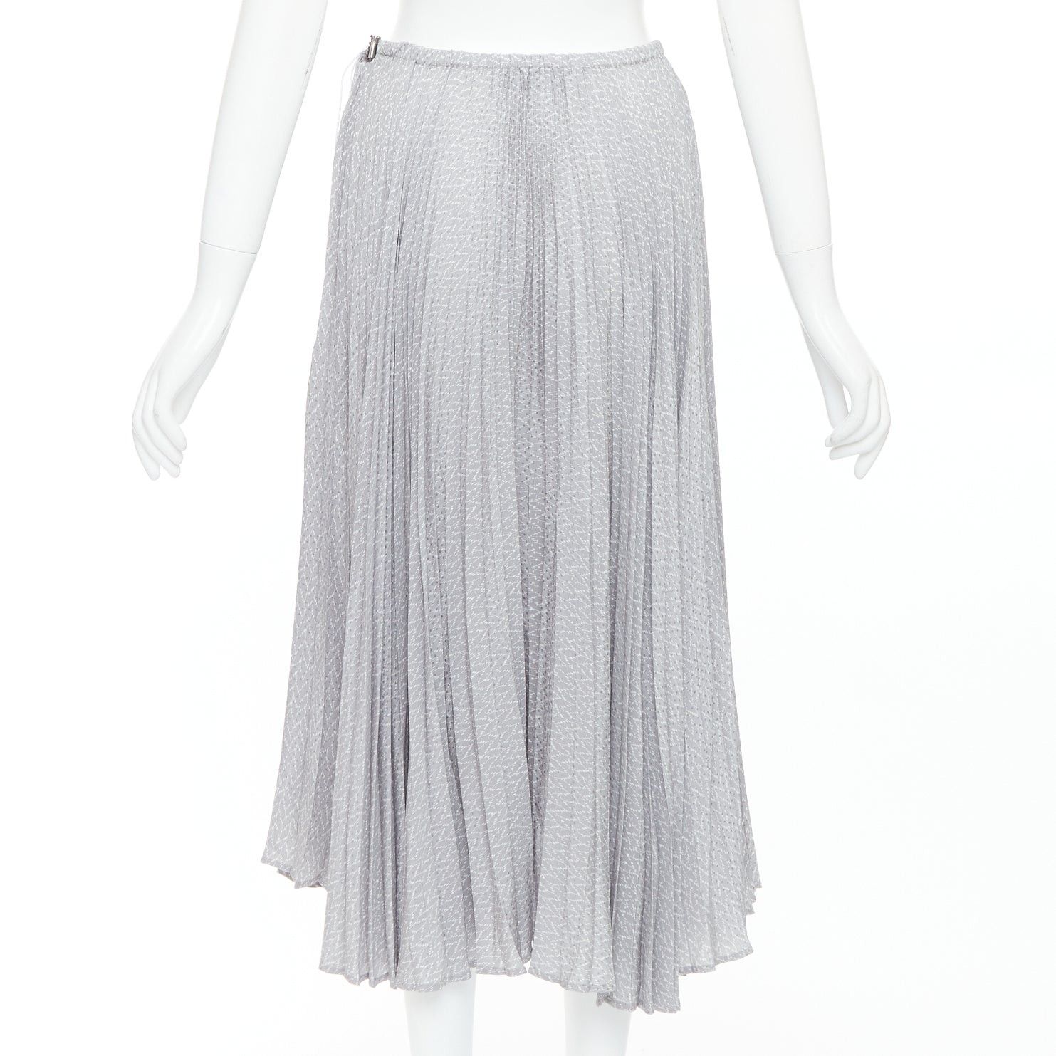 Fendi FENDI 100% silk grey pleated 3D polka dots drawstring midi skirt IT38 XS Size 26" / US 2 / IT 38 - 5 Thumbnail