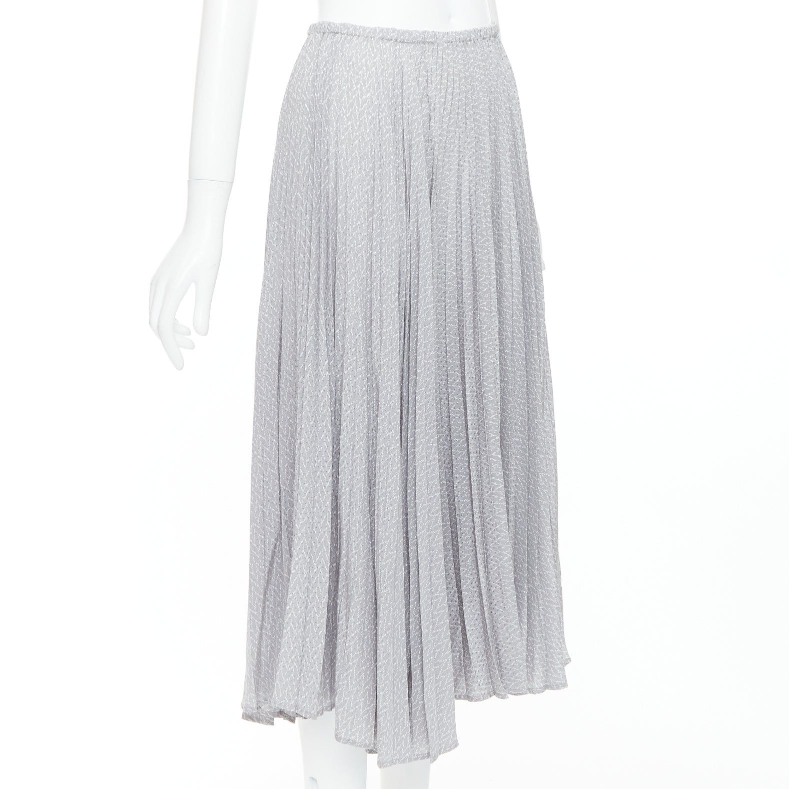 Fendi FENDI 100% silk grey pleated 3D polka dots drawstring midi skirt IT38 XS Size 26" / US 2 / IT 38 - 3 Thumbnail