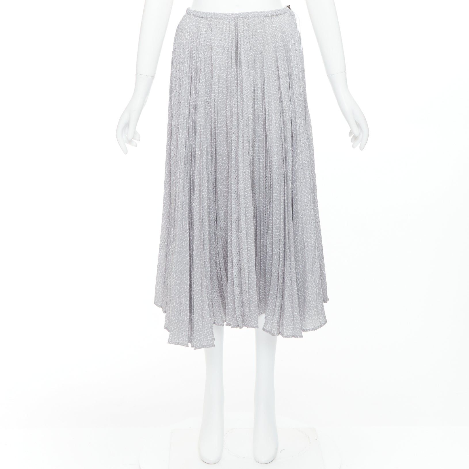 Fendi FENDI 100% silk grey pleated 3D polka dots drawstring midi skirt IT38 XS Size 26" / US 2 / IT 38 - 9 Thumbnail