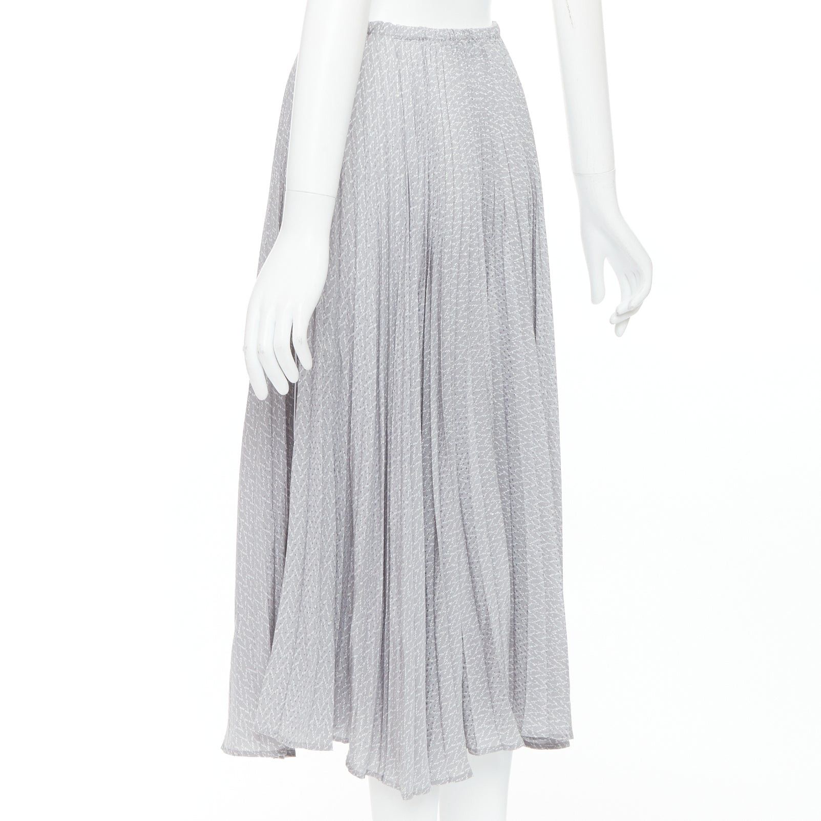 Fendi FENDI 100% silk grey pleated 3D polka dots drawstring midi skirt IT38 XS Size 26" / US 2 / IT 38 - 6 Thumbnail