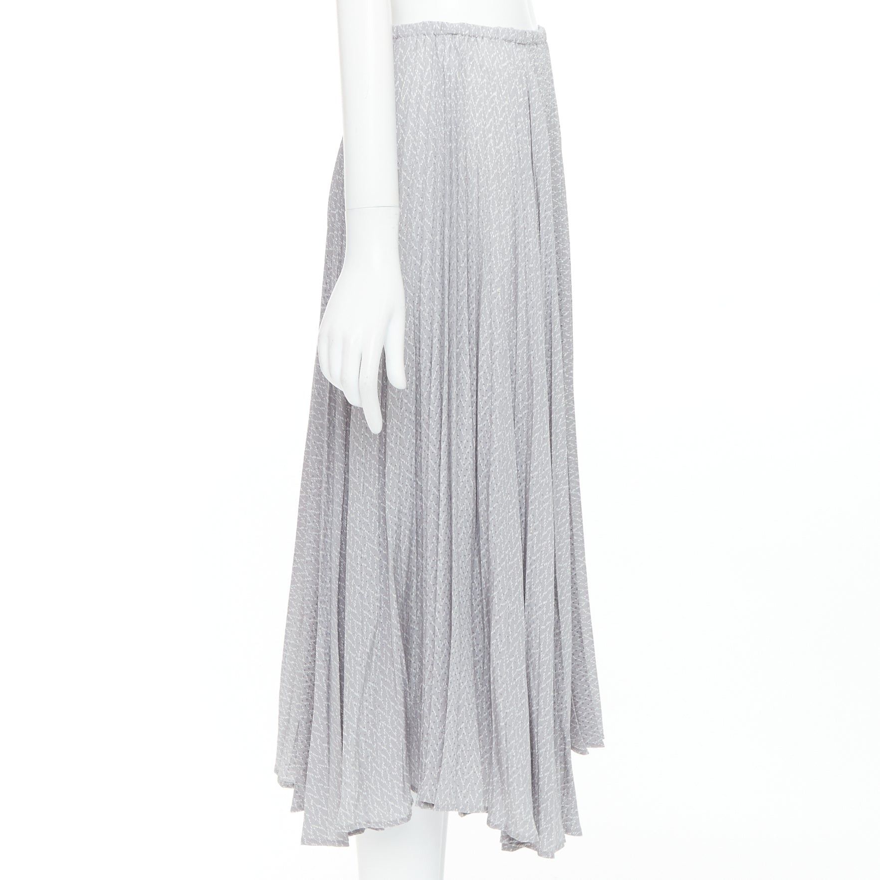 Fendi FENDI 100% silk grey pleated 3D polka dots drawstring midi skirt IT38 XS Size 26" / US 2 / IT 38 - 4 Thumbnail