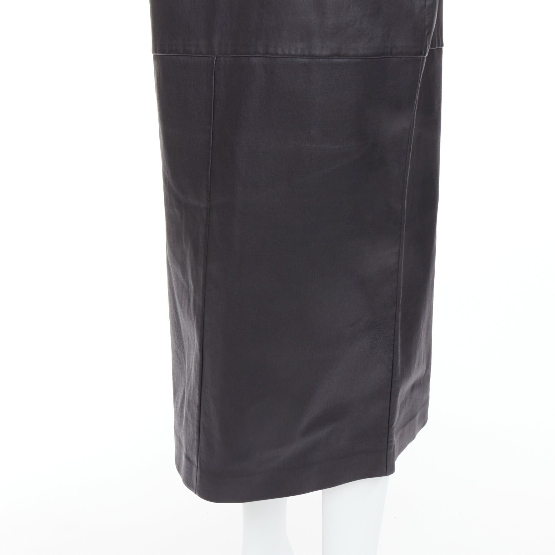 Fendi FENDI Gonna khaki FF monogram waist black lamb leather pencil skirt IT44 L Size 30" / US 8 / IT 44 - 7 Thumbnail