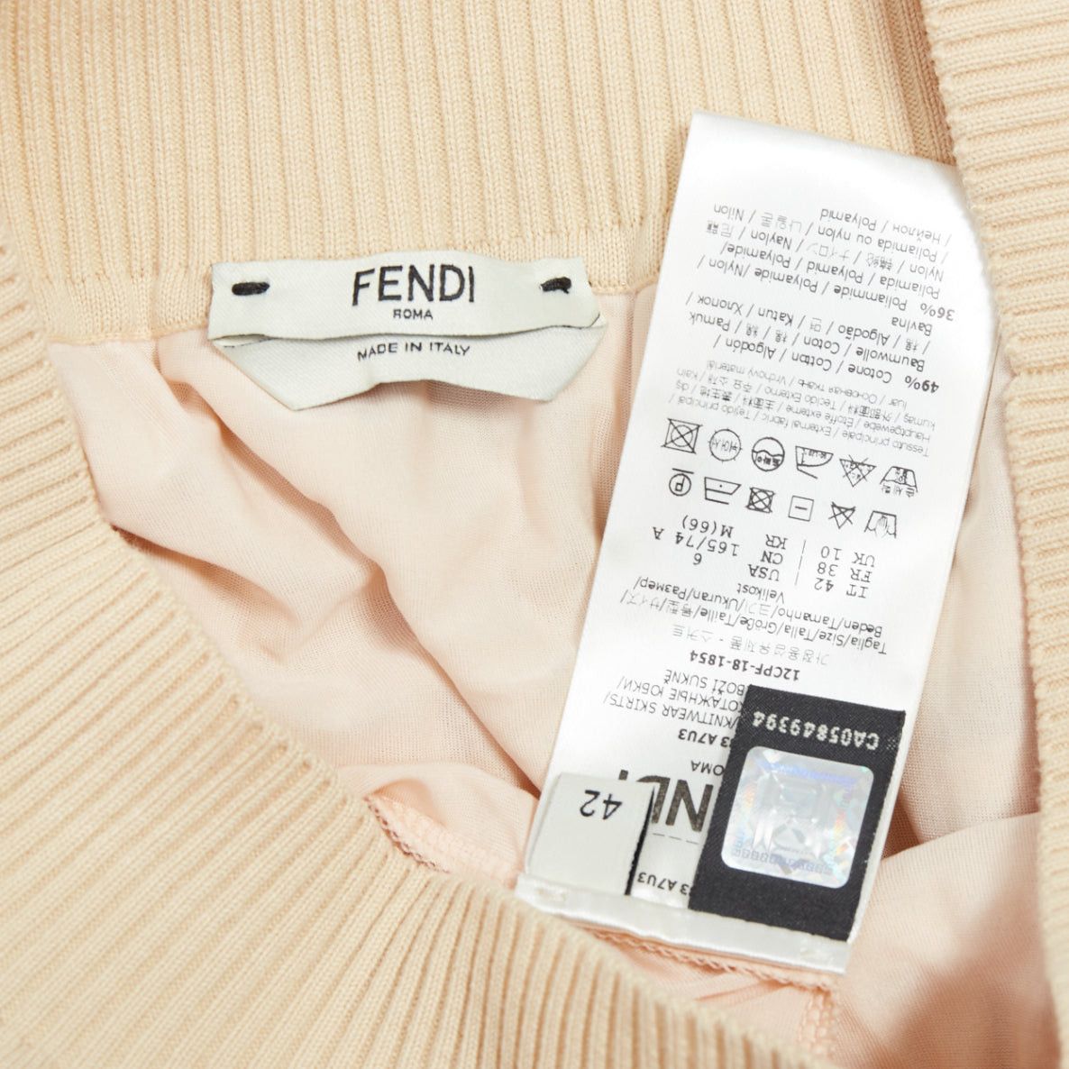 Fendi FENDI cream beige cotton blend FF Zucca monogram knit pencil skirtIT IT42 M Size 28" / US 6 / IT 42 - 8 Thumbnail